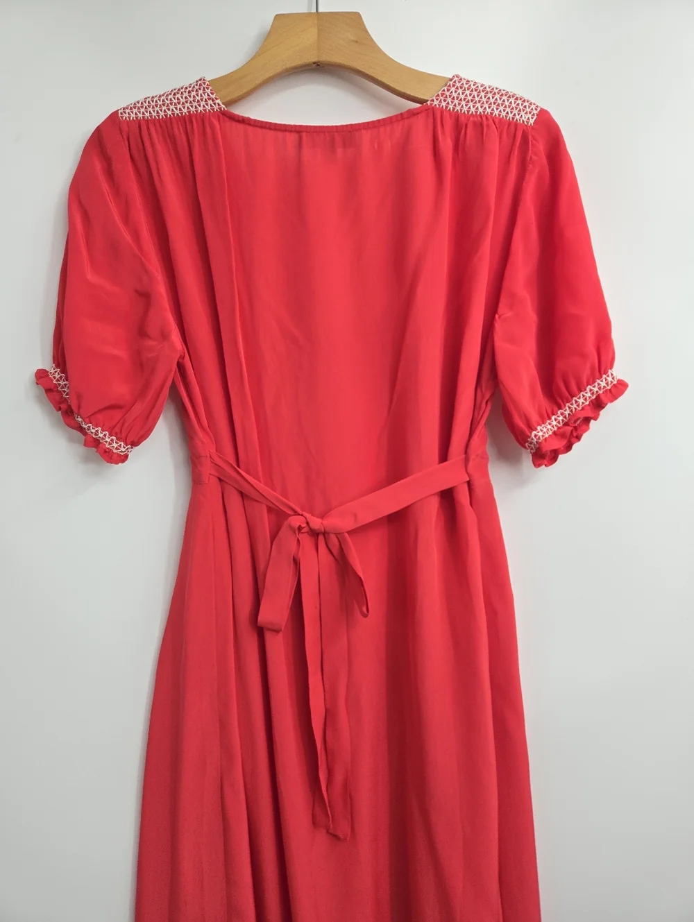 J. Crew Dress Smocked Vibrant‎ Red V Neck